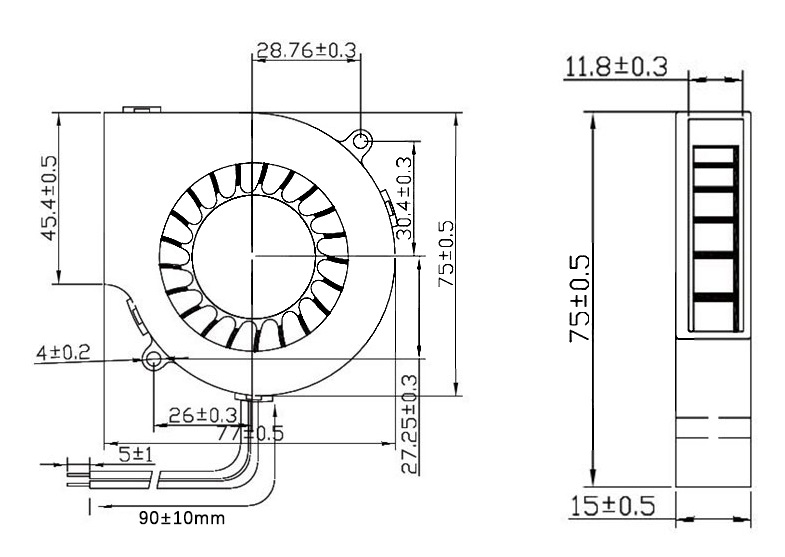 MFB7015 Dimensions